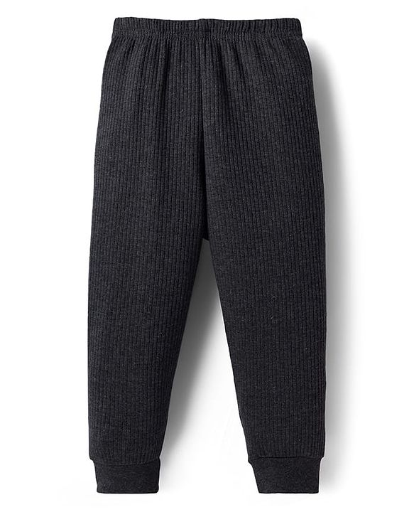 Babyhug Knit Full Length Solid Color Thermal Inner Wear Legging Pack of 2 - Charcoal Grey & Light Grey