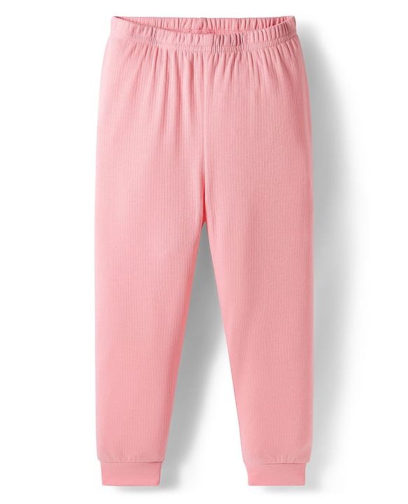 Babyhug Knit Full Length Thermal Wear Solid Leggings Pack of 2 - Pink & Light Blue