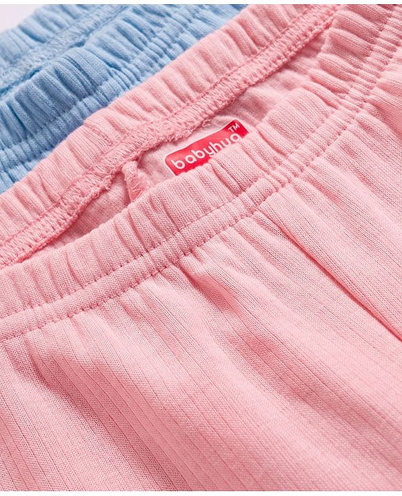 Babyhug Knit Full Length Thermal Wear Solid Leggings Pack of 2 - Pink & Light Blue