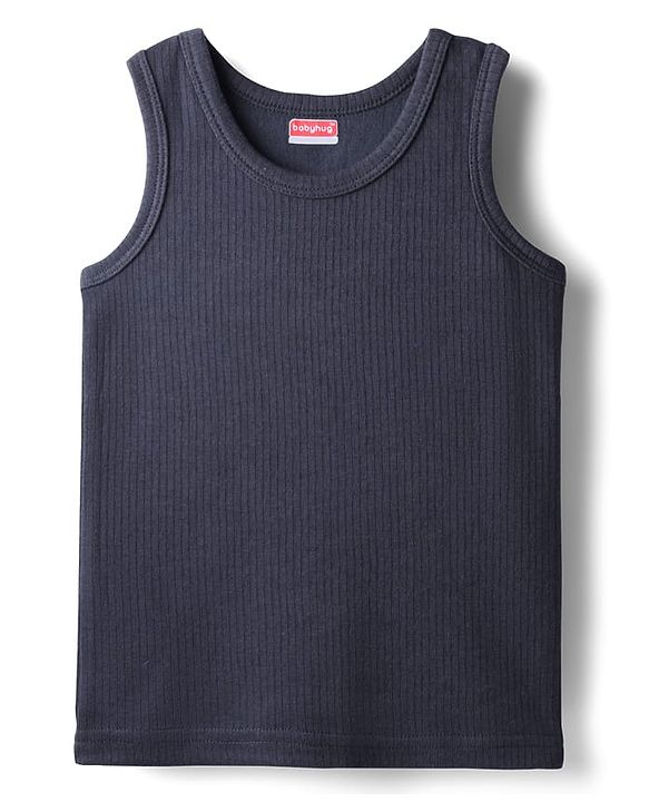 Babyhug Cotton Knit Sleeveless Solid Coloured Thermal Wear Vest Pack Of 2 - Navy Blue & Dark Pink