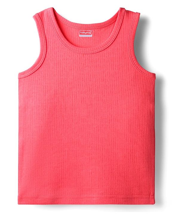 Babyhug Cotton Knit Sleeveless Solid Coloured Thermal Wear Vest Pack Of 2 - Navy Blue & Dark Pink