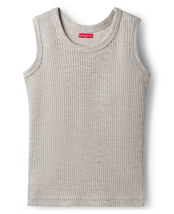 Babyhug Knit Sleeveless Solid Color Thermal Vests Pack of 2 - Light Grey & Charcoal Grey