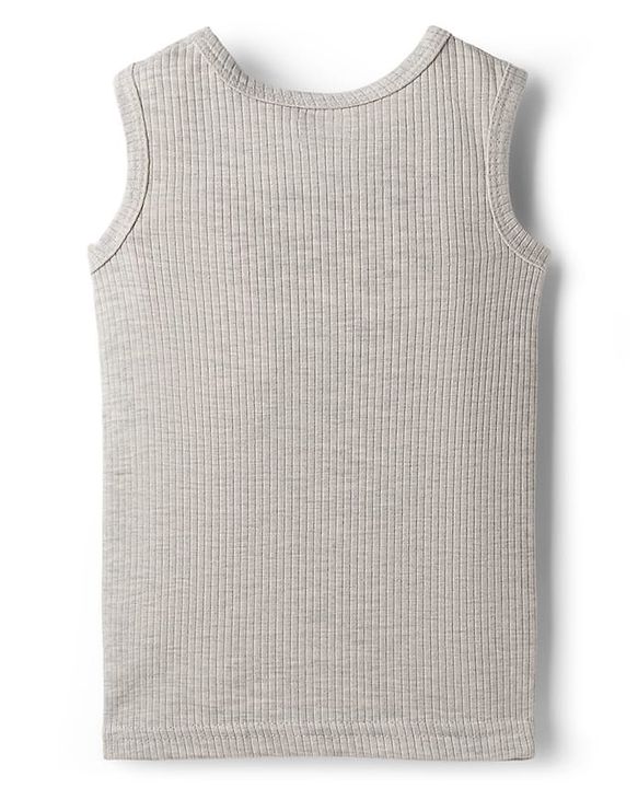 Babyhug Knit Sleeveless Solid Color Thermal Vests Pack of 2 - Light Grey & Charcoal Grey