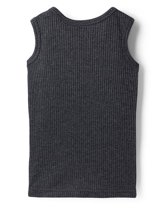 Babyhug Knit Sleeveless Solid Color Thermal Vests Pack of 2 - Light Grey & Charcoal Grey