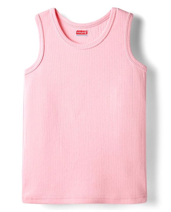 Babyhug Cotton Knit Sleeveless Solid Coloured Thermal Wear Vest Pack Of 2 - Pink & Light Blue