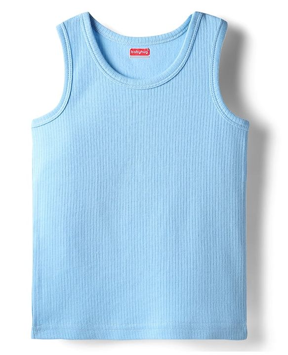 Babyhug Cotton Knit Sleeveless Solid Coloured Thermal Wear Vest Pack Of 2 - Pink & Light Blue