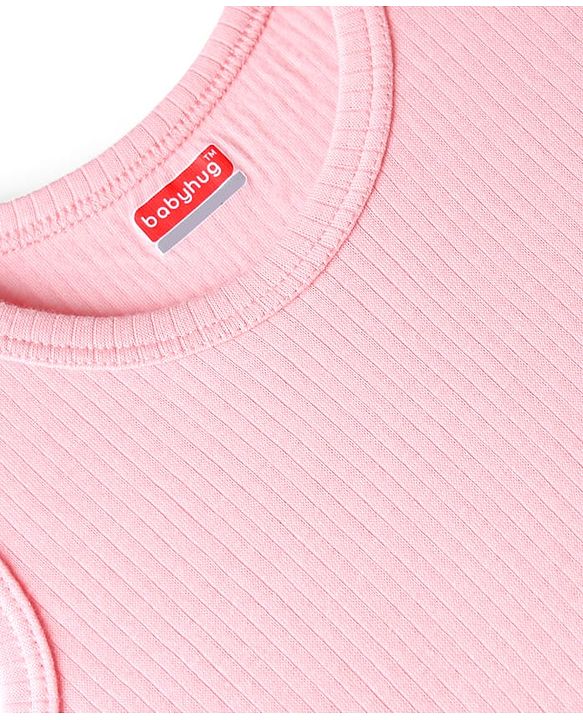 Babyhug Cotton Knit Sleeveless Solid Coloured Thermal Wear Vest Pack Of 2 - Pink & Light Blue