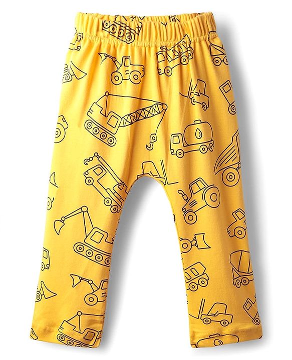 Babyhug Cotton Knit Full Length Stripes Dino & Vehicles Printed Diaper Leggings Pack Of 3 - Multi Colour