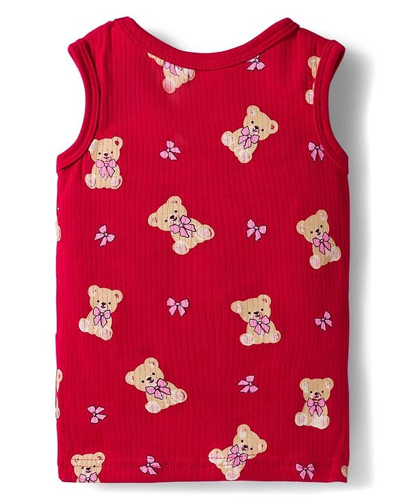 Babyhug Knit Full Sleeves Co-ords Pullover Thermal Wear Set with Bear Print - Maroon
