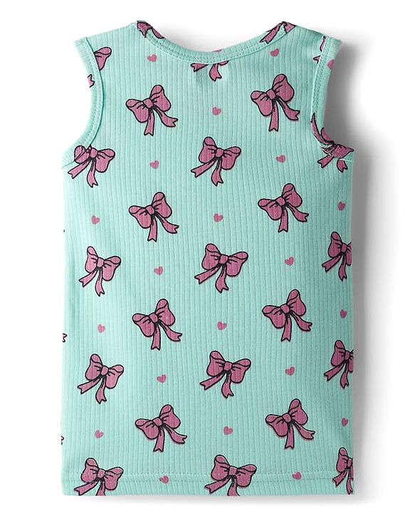 Babyhug Knit Full Sleeves Pullover & Sleeveless Thermal Vests & Pant Set with Bow Print - Turquoise