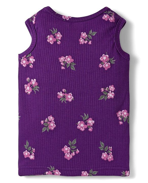 Babyhug Knit Full Sleeves Co-ords Pullover Thermal Wear Set with Floral Print - Purple