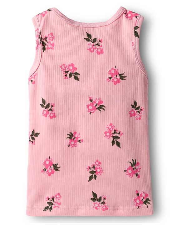 Babyhug Knit Full Sleeves Thermal Inner Wear Set With Vest & Floral Print - Pink
