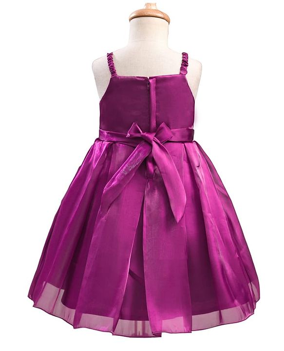 Babyhug Woven Party Dress & Half Sleeves Shrug With Floral Applique - Wine