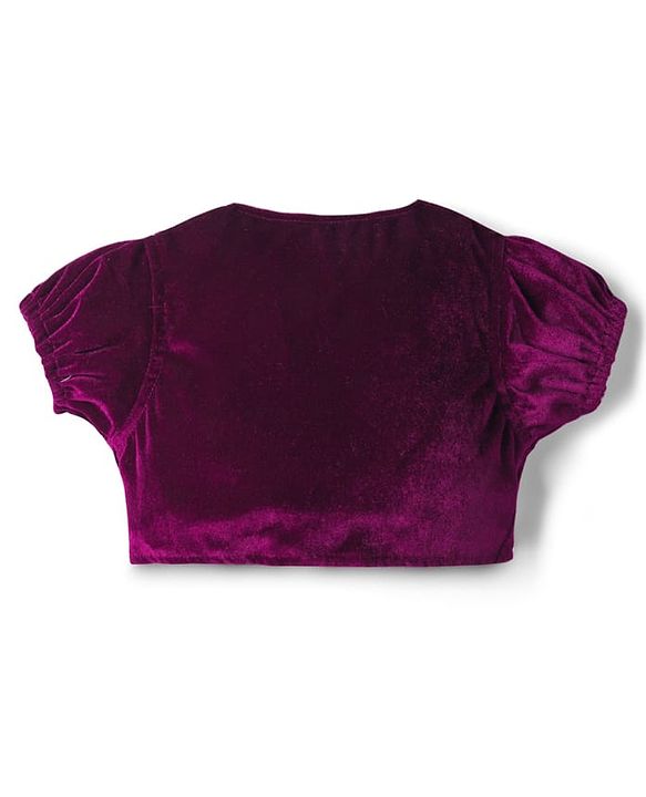 Babyhug Woven Party Dress & Half Sleeves Shrug With Floral Applique - Wine