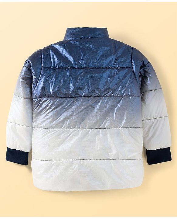 Pine Kids Woven Full Sleeves Front Open Padded Jacket with Ombre Colors - Blue