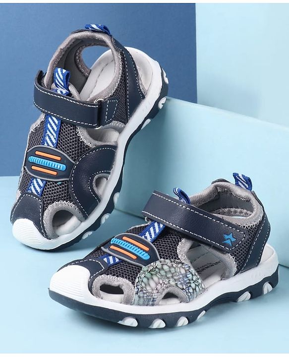 Cute Walk by Babyhug Velcro Closure PU Sandal - Navy Blue
