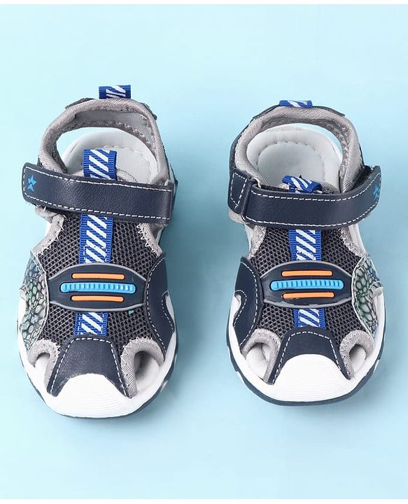 Cute Walk by Babyhug Velcro Closure PU Sandal - Navy Blue