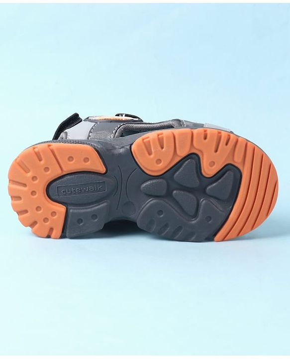 Cute Walk by Babyhug Velcro Closure PU Sandal - Grey