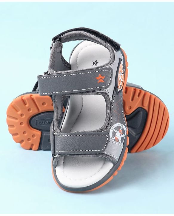 Cute Walk by Babyhug Velcro Closure PU Sandal - Grey