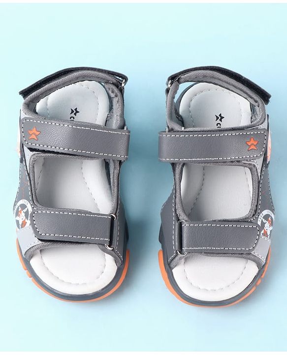 Cute Walk by Babyhug Velcro Closure PU Sandal - Grey
