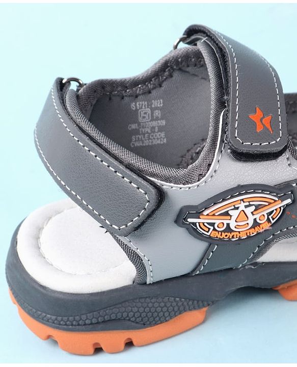 Cute Walk by Babyhug Velcro Closure PU Sandal - Grey