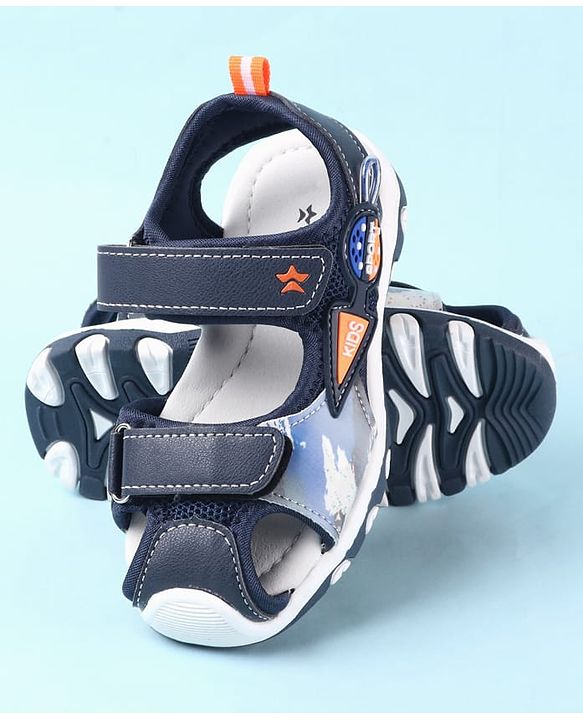 Cute Walk by Babyhug Velcro Closure PU Sandal with Sport Patch - Blue