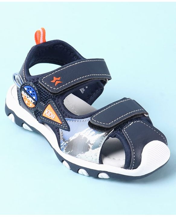 Cute Walk by Babyhug Velcro Closure PU Sandal with Sport Patch - Blue