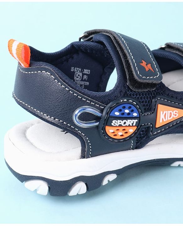 Cute Walk by Babyhug Velcro Closure PU Sandal with Sport Patch - Blue