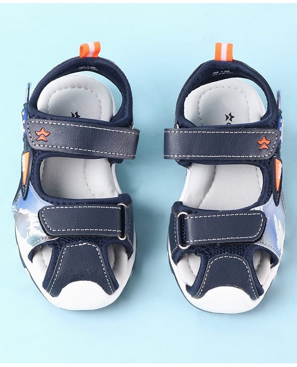 Cute Walk by Babyhug Velcro Closure PU Sandal with Sport Patch - Blue