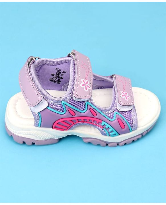 Cute Walk by Babyhug Sandals with Velcro Closure & Floral Print - Light Purple