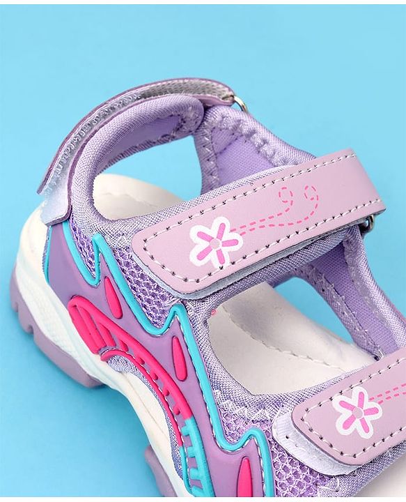 Cute Walk by Babyhug Sandals with Velcro Closure & Floral Print - Light Purple