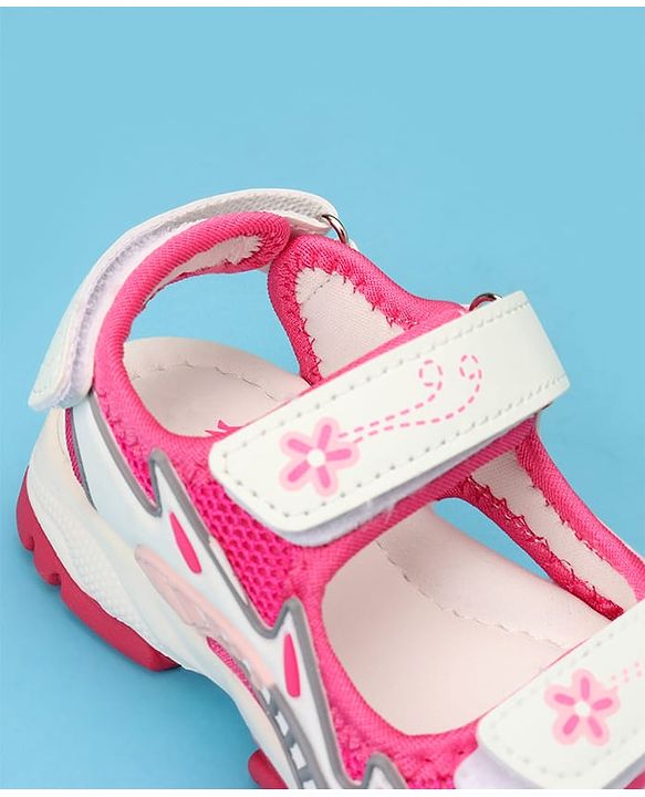 Cute Walk by Babyhug Sandals with Velcro Closure & Floral Print - Light Purple