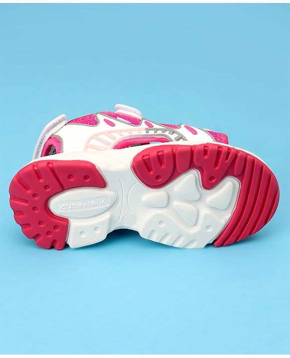 Cute Walk by Babyhug Sandals with Velcro Closure & Floral Print - Light Purple
