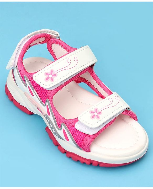 Cute Walk by Babyhug Sandals with Velcro Closure & Floral Print - Light Purple