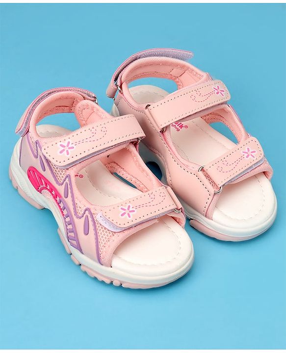 Cute Walk by Babyhug Sandals with Velcro Closure & Floral Print - Light Purple