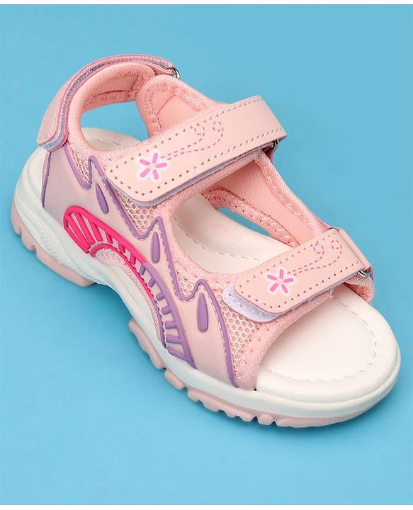 Cute Walk by Babyhug Sandals with Velcro Closure & Floral Print - Light Purple