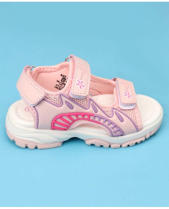 Cute Walk by Babyhug Sandals with Velcro Closure & Floral Print - Light Purple