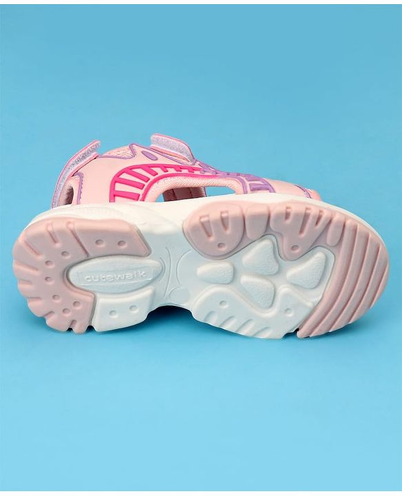 Cute Walk by Babyhug Sandals with Velcro Closure & Floral Print - Light Purple