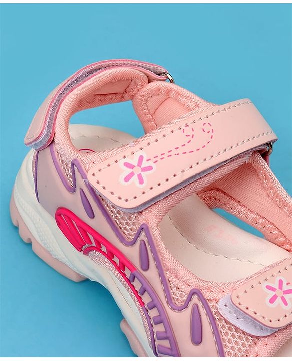 Cute Walk by Babyhug Sandals with Velcro Closure & Floral Print - Light Purple