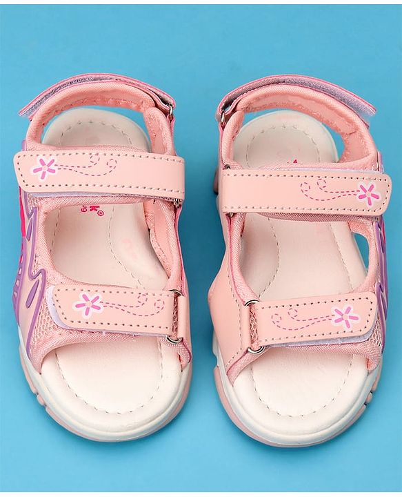 Cute Walk by Babyhug Sandals with Velcro Closure & Floral Print - Light Purple