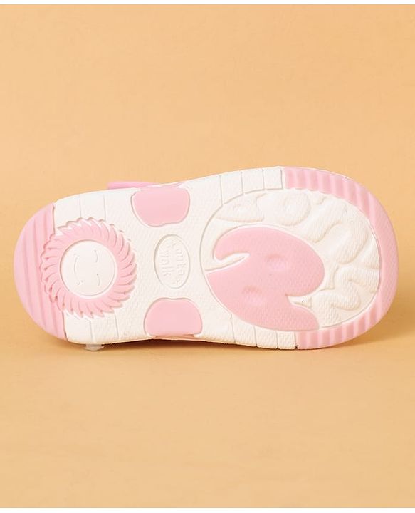 Cute Walk By Babyhug Casual Shoes with Velcro Closure Mesh & Star Print - Pink