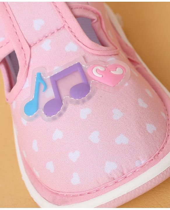 Cute Walk By Babyhug Casual Shoes with Velcro Closure Mesh & Star Print - Pink