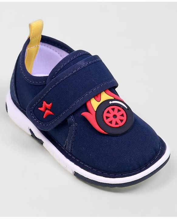 Cute Walk by Babyhug Velcro Closure Casual Shoes With Star & Wheel Applique - Navy Blue