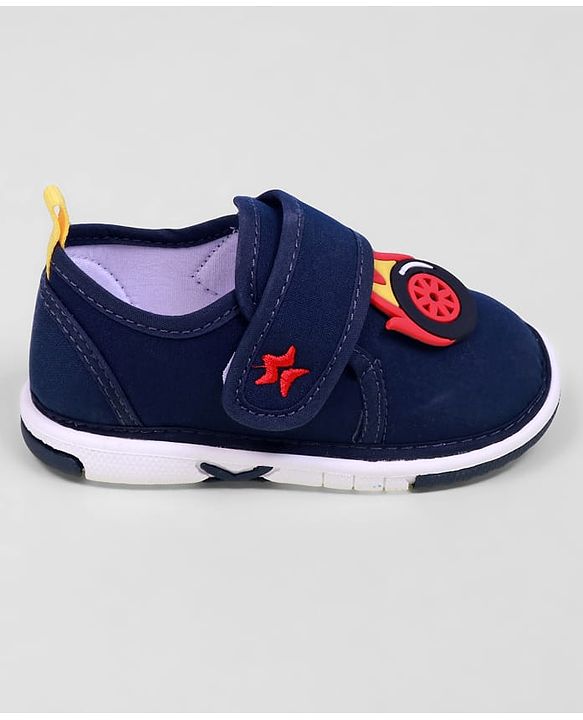 Cute Walk by Babyhug Velcro Closure Casual Shoes With Star & Wheel Applique - Navy Blue