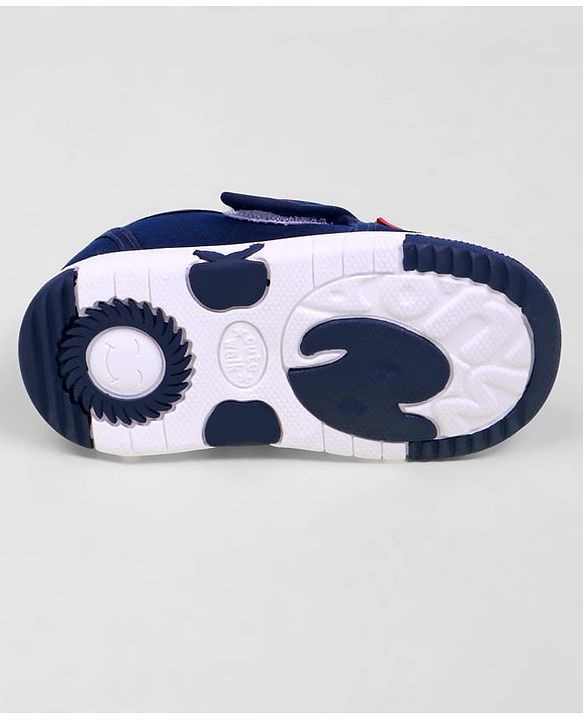Cute Walk by Babyhug Velcro Closure Casual Shoes With Star & Wheel Applique - Navy Blue