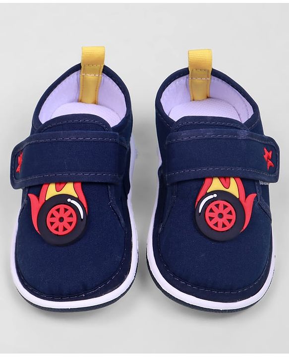 Cute Walk by Babyhug Velcro Closure Casual Shoes With Star & Wheel Applique - Navy Blue