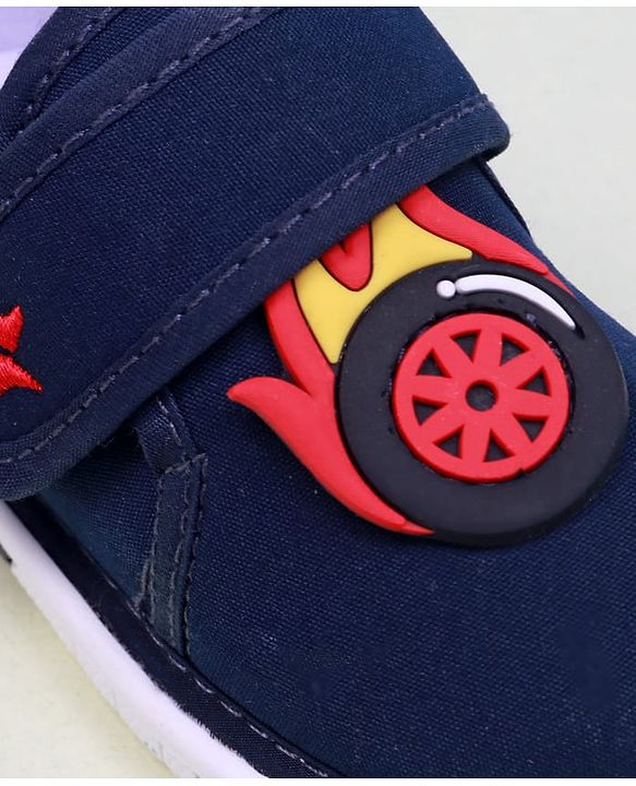 Cute Walk by Babyhug Velcro Closure Casual Shoes With Star & Wheel Applique - Navy Blue