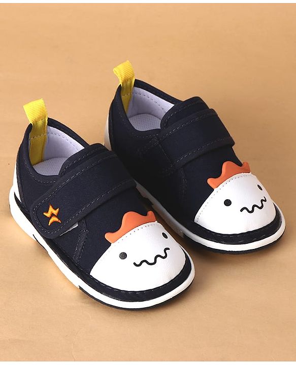 Cute Walk by Babyhug Velcro Closure Casual Shoes With Animal Applique - Navy Blue