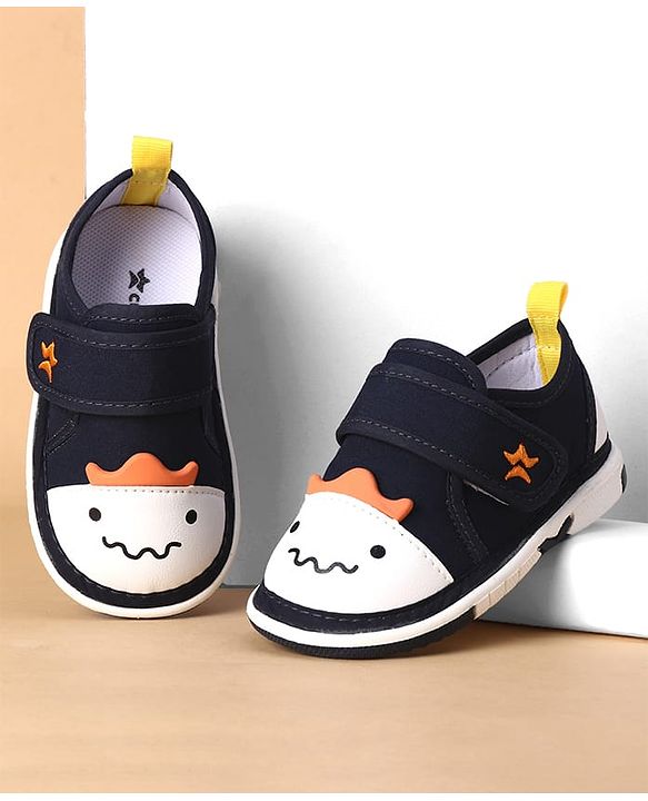 Cute Walk by Babyhug Velcro Closure Casual Shoes With Animal Applique - Navy Blue