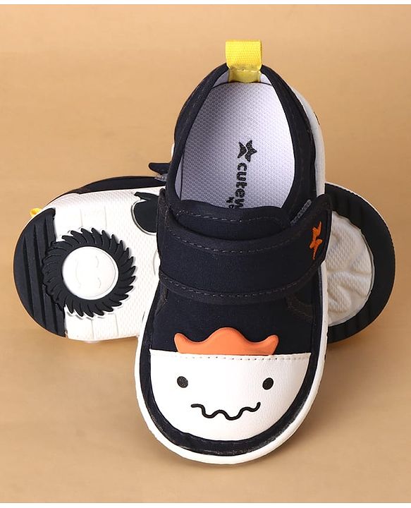 Cute Walk by Babyhug Velcro Closure Casual Shoes With Animal Applique - Navy Blue